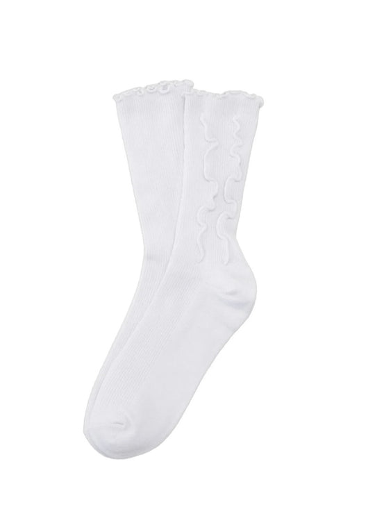 Sui Ava Ruffle Socks White