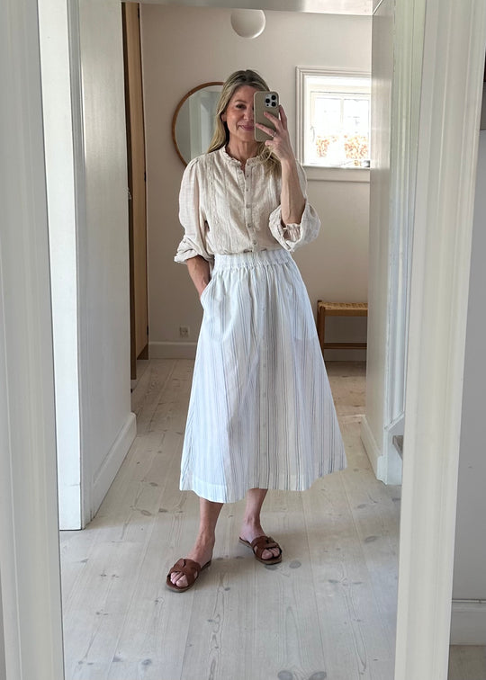 Basic Apparel Marina skirt white stripes