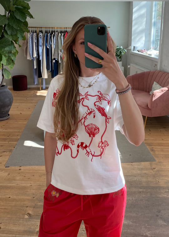 Helmstedt Noor t-shirt Red Dreamy Sea Print