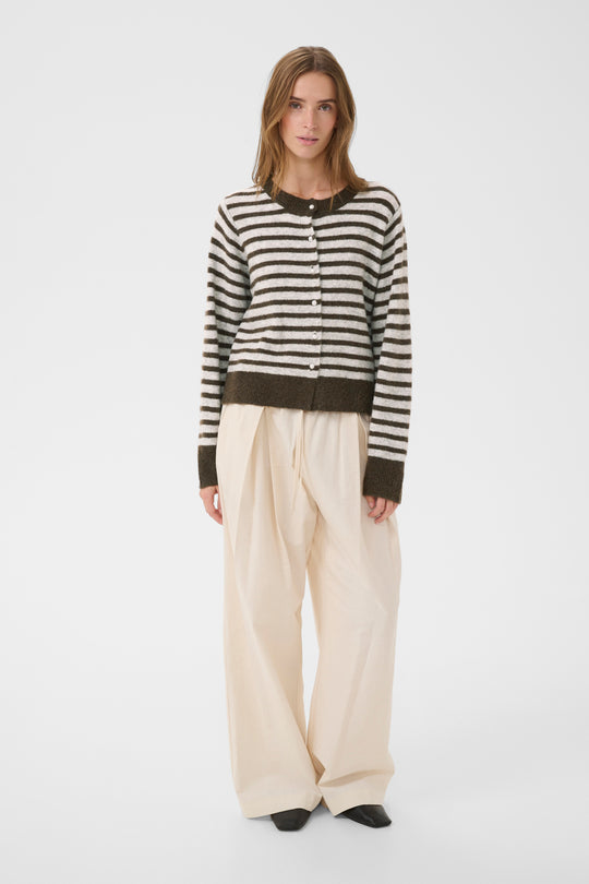 Karen by Simonsen KBNoabelle stripe Cardigan Chocolate Chip Melange Stripe