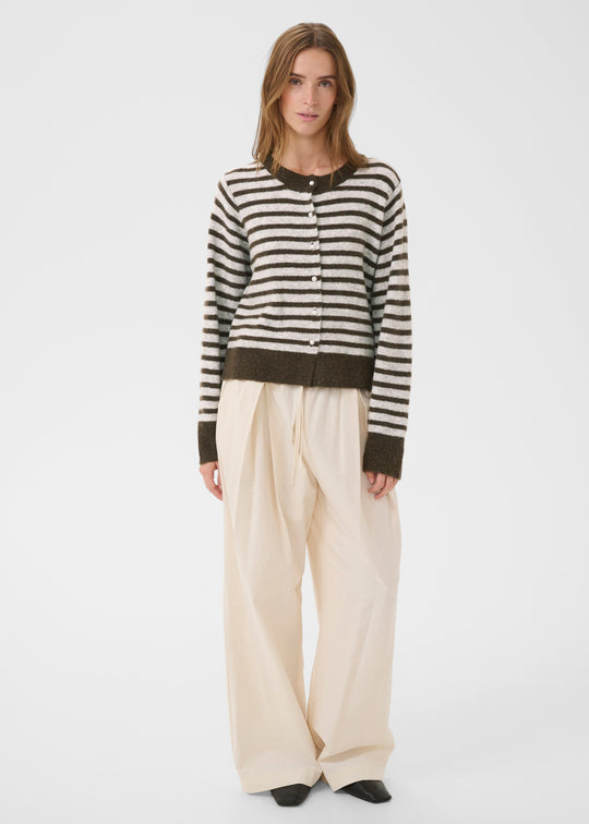 Karen by Simonsen KBNoabelle stripe Cardigan Chocolate Chip Melange Stripe
