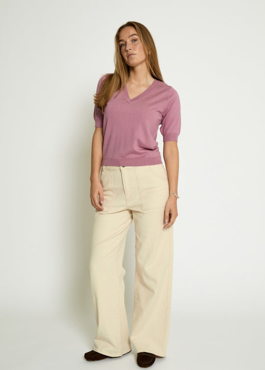 MSMilla V-Neck Knit Tee Mauve Orchid (rosa)