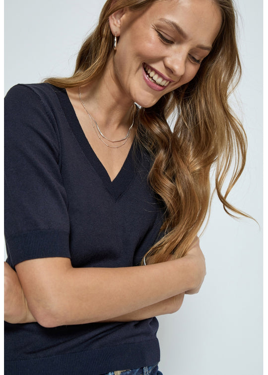 MSMilla V-Neck Knit Tee black iris (navy)