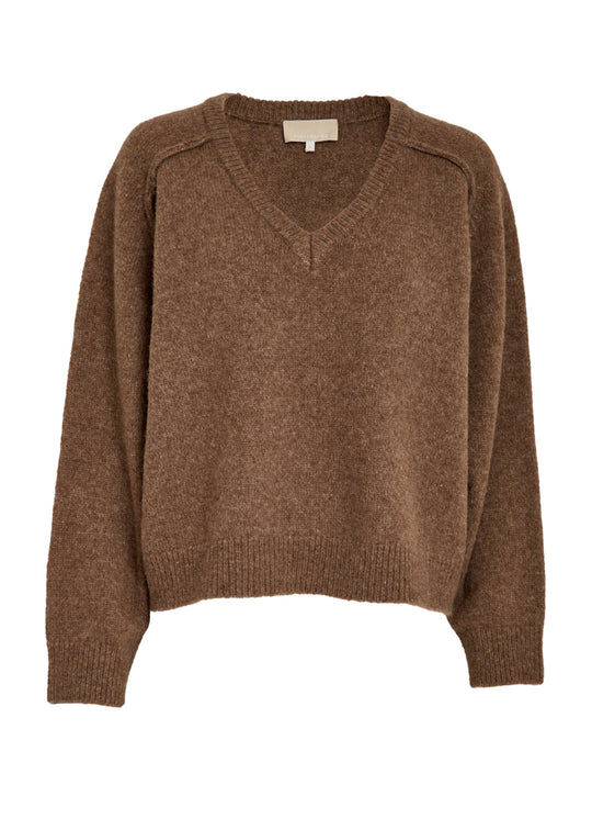 Peppercorn PCTirna RWS V-neck Pullover Walnut Melange
