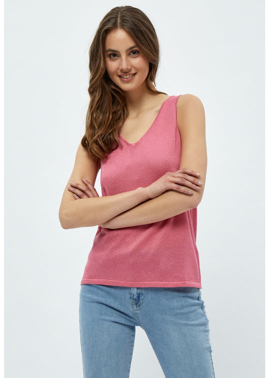Minus Carli tricot top rose flamanto lurex