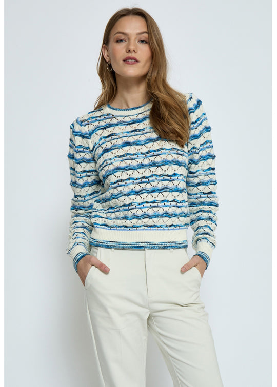 Minus MSKALIMA ROUND NACK Pullover Blue Motorhaube