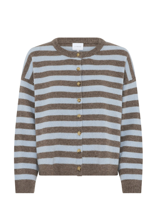 La Rouge Sisse Striped Cardigan Light Blue/Brown Stripe
