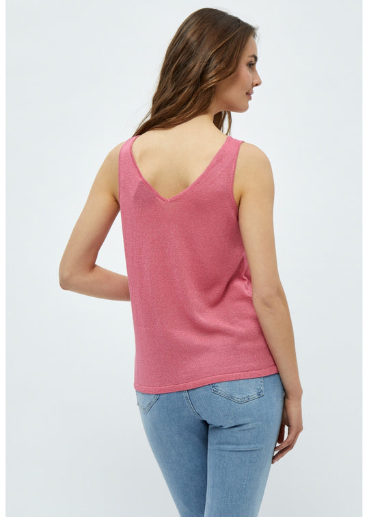 Minus Carli tricot top rose flamanto lurex