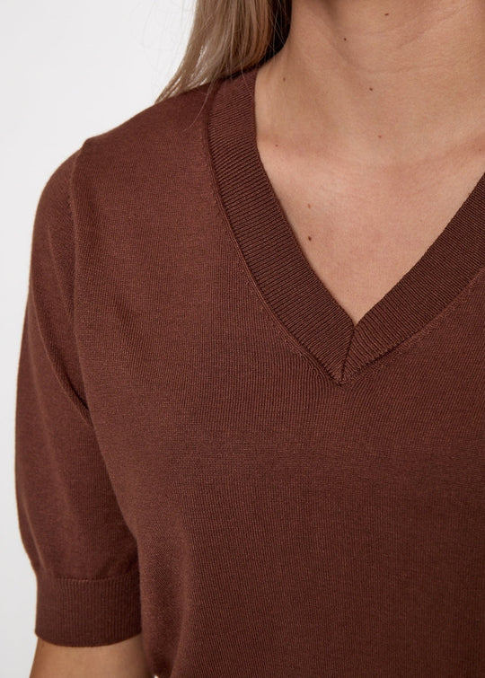 MSMilla V-Neck Knit Tee Tiramisu