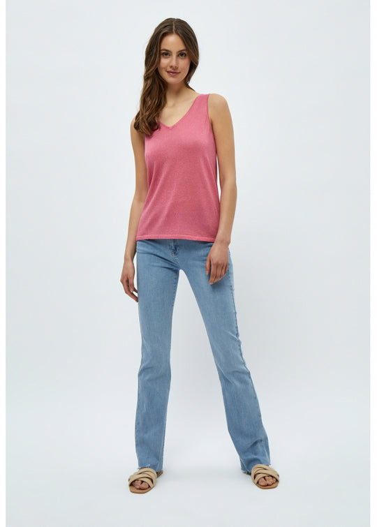 Minus Carli tricot top rose flamanto lurex