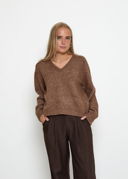 Peppercorn PCTirna RWS V-neck Pullover Walnut Melange