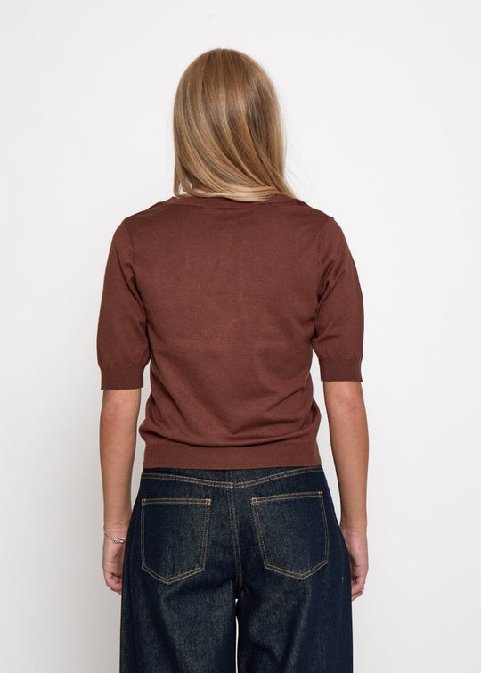 MSMilla V-Neck Knit Tee Tiramisu