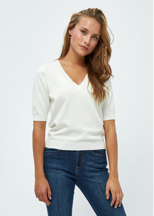MSMilla V-Neck Knit Tee white