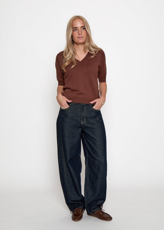 MSMilla V-Neck Knit Tee Tiramisu