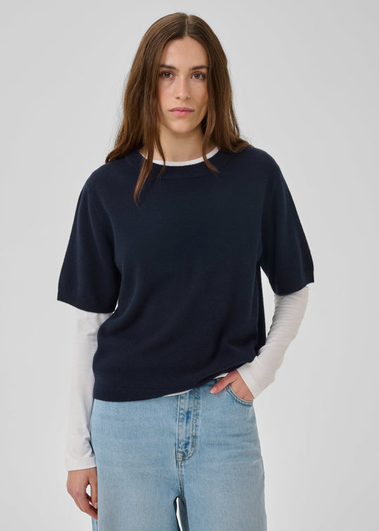 My Essential Wardrobe MWJola Knit Pullover SS Dark Sapphire Blue