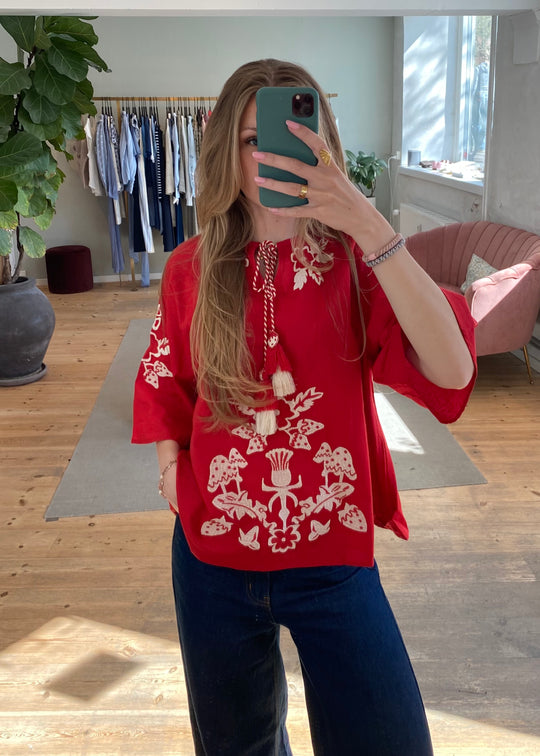 Helmstedt Dottie Blouse Red Strawberry