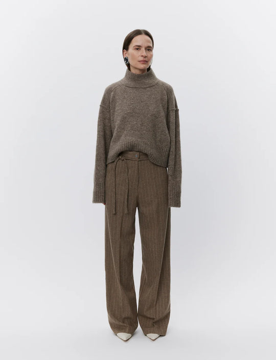 DAY Matt Graphic Wool Stripe pants wren brown