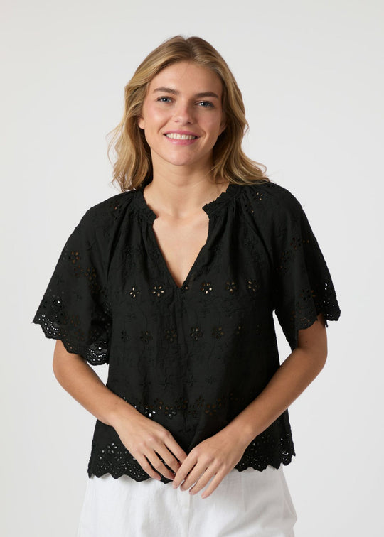 Neo Noir Odet Embroidery Blouse Black