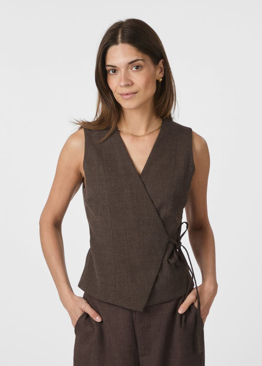 Neo Noir Samara Melange Waistcoat Brown Melange