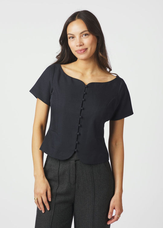 Neo Noir Tango Structure Top dark navy