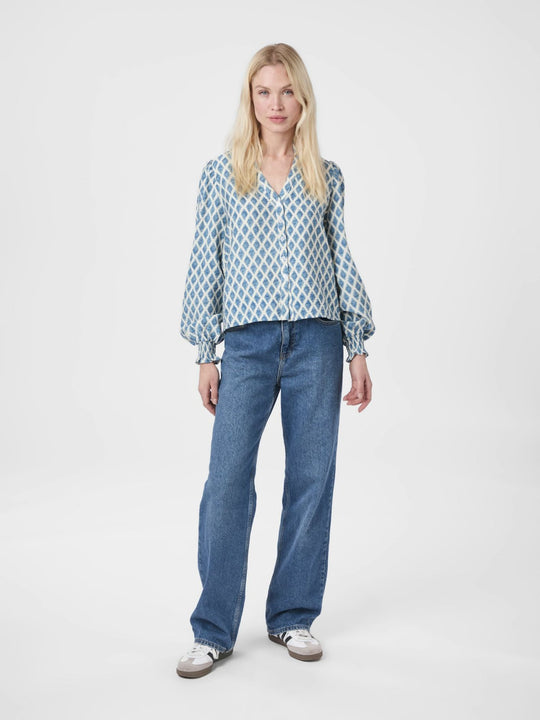 Neo Noir Delsie Print Blouse smoke blue