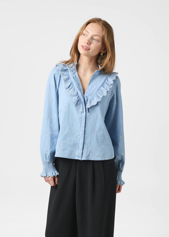 Neo Noir Degas Denim Blouse Light Blue