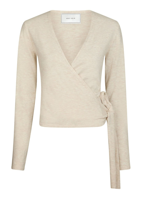 Neo Noir Tilfa knit wrap blouse sand