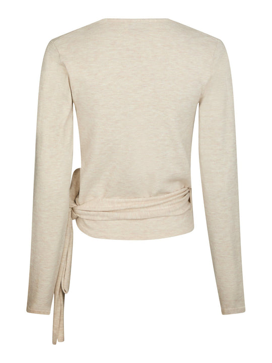 Neo Noir Tilfa knit wrap blouse sand