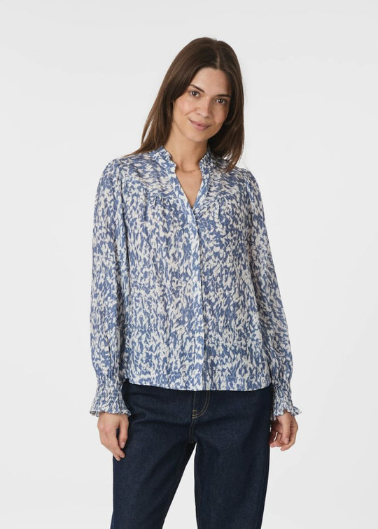 Neo Noir Astrida Fracture Blouse Dusty Blue