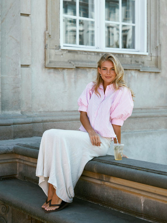 Neo Noir Etta Soft Stripe Stone Shirt Light Pink