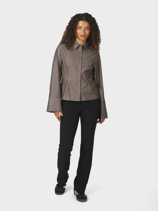 Neo Noir Rosa Pinstripe Melange Shirt Dusty Brown