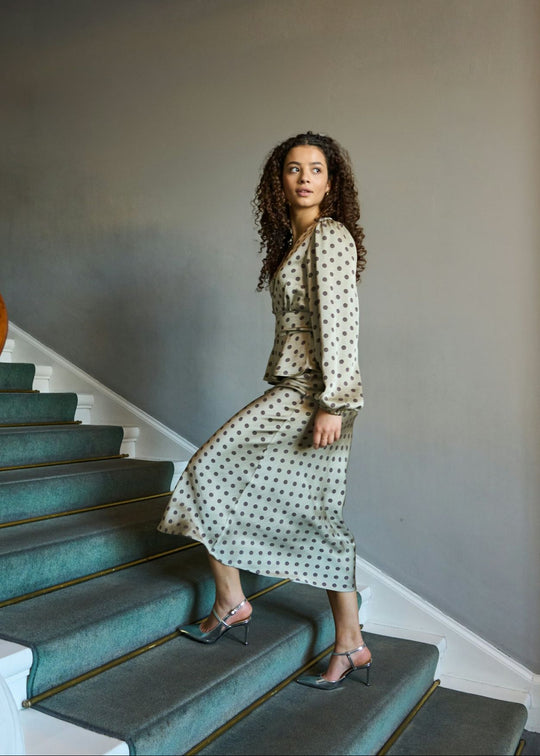 Neo Noir Lola Dotted Skirt Pistachio