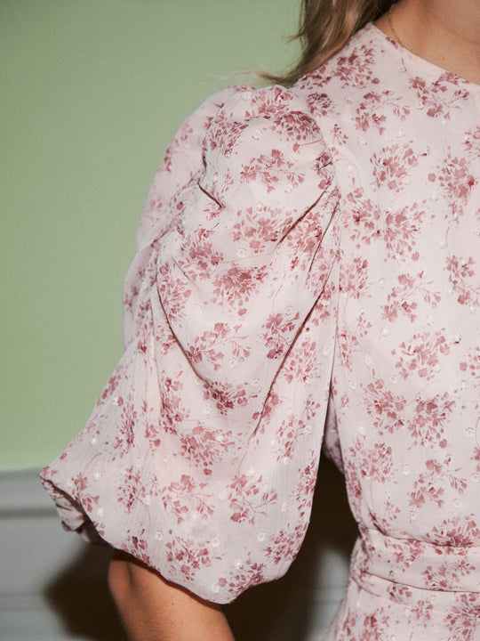 Neo Noir Kikka Chiffon Flower Dress Rose
