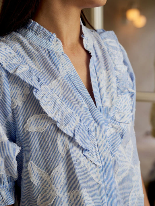 Neo Noir Manet Jacquard Blouse Light Blue