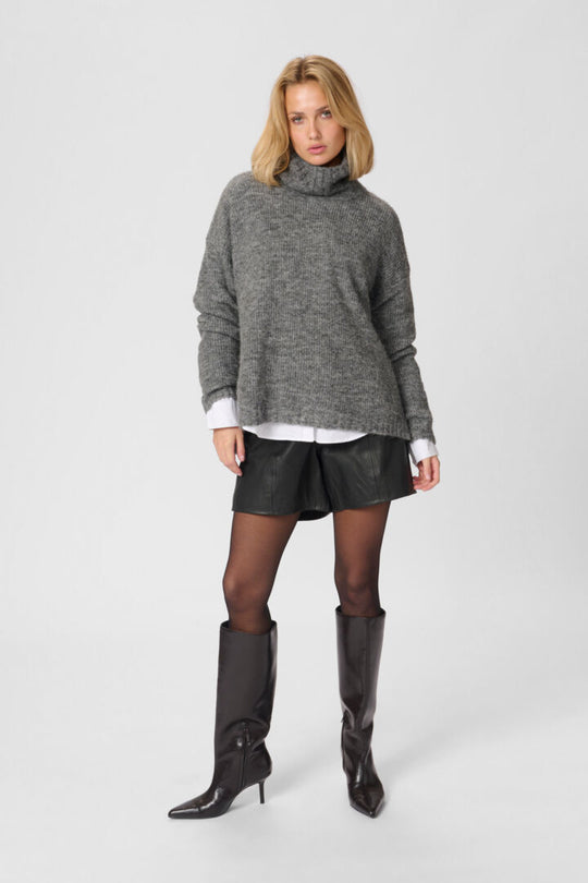 My Essential Wardrobe The Knit Rollneck Dark Grey Melange