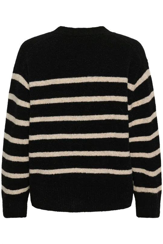 Soaked SLBriony Cardigan Black and Dune Strip