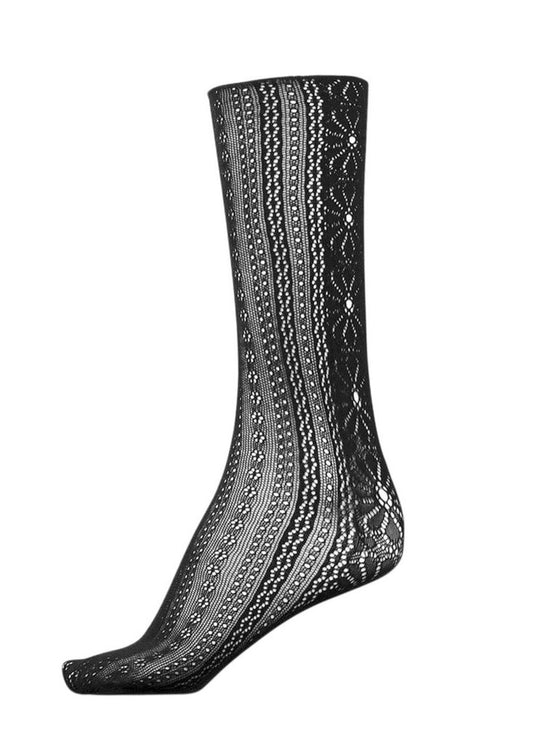 Sui Ava Flower Lace Socks Black/Pattern