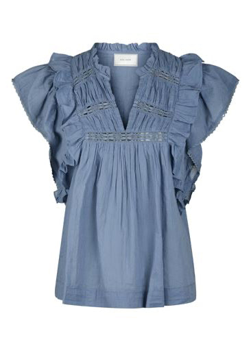 Neo Noir Jayla S Voile Top Smoke Blue