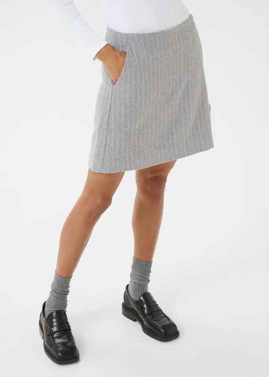 Part Two SissaPW Skirt Medium Grey Pinstripe