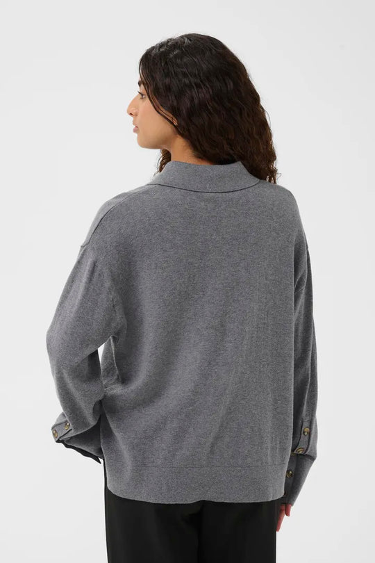 Soaked SLSanja Polo Pullover Grey Melange