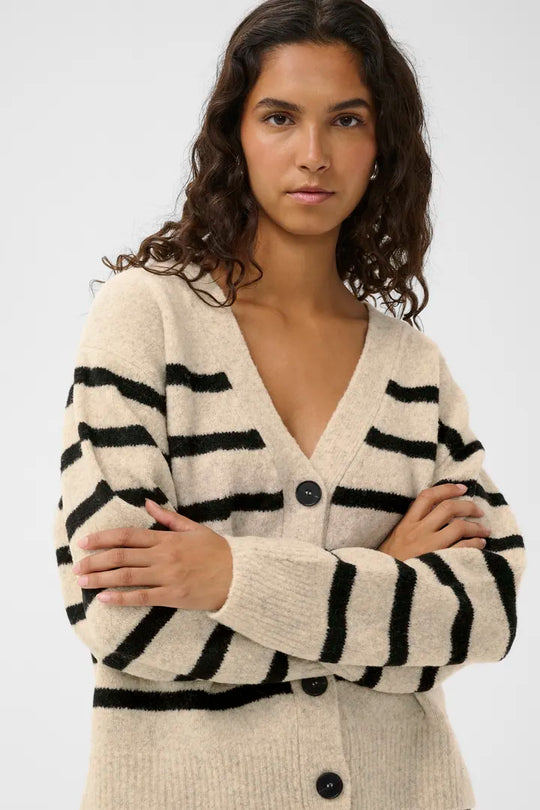 Soaked SLBriony Cardigan Dune and Black Strip