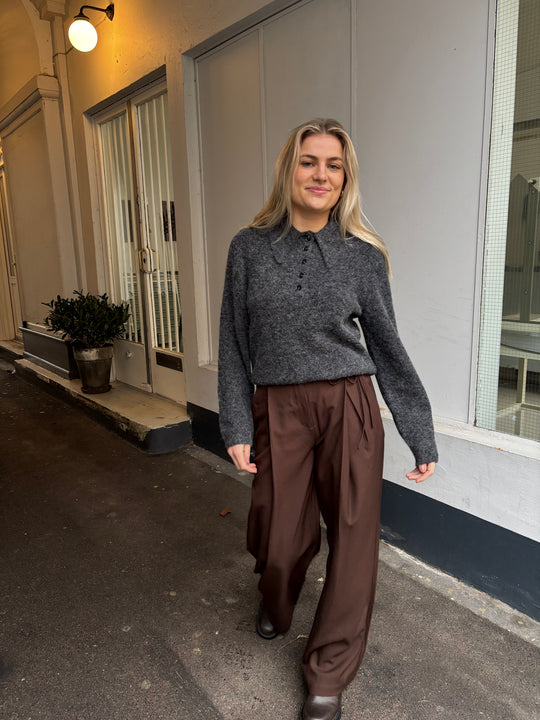 Gestuz GZalpha polo pullover Charcoal melange