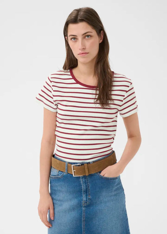 Part Two RochellePW Tshirt Burnt Russet Stripe