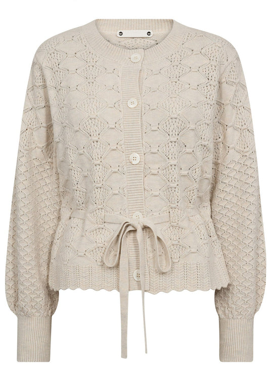 Co’Couture Rowcc Pointelle Tie Cardigan Ivory