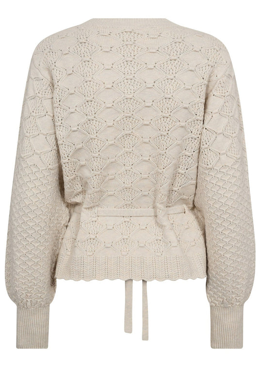 Co’Couture Rowcc Pointelle Tie Cardigan Ivory