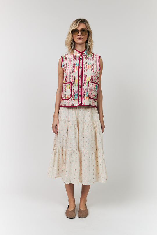 Lollys Laundry MorningLL Midi Skirt 02 Creme multi