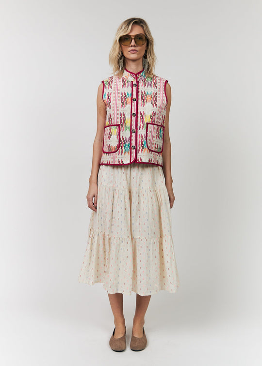 Lollys Laundry MorningLL Midi Skirt 02 Creme multi