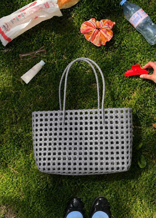 Sui Ava Kaya Woven Tote Big Grey