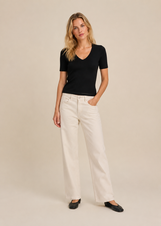 Co’Couture 43018 Grannycc Rib Ss V-Tee Black