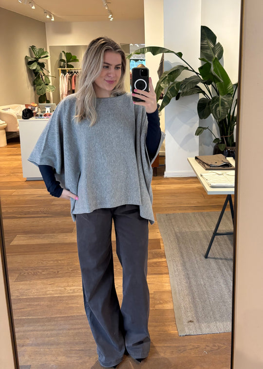 Part Two TilannaPW Poncho grey melange